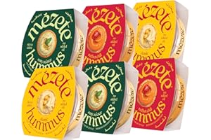 Mezete Hummus Variety Pack | Authentic Middle Eastern | Free from Preservatives | All-Natural Dips and Spreads | Ready to Eat Vegan Dips | Shelf-Stable | Requires No Refrigeration | Pack of 6