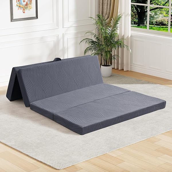 GEMBED FOLDABLE MEMORY FOAM MATTRESS – 3 INCH TWIN WATERPROOF COLLAPSIBLE MATTRESS WITH WASHABLE COVER, PORTABLE GUEST BED PAD, SLEEPING MAT FOR TRAVEL RV CAMPING YOGA, NON-SLIP BOTTOM,75″X38″X3″