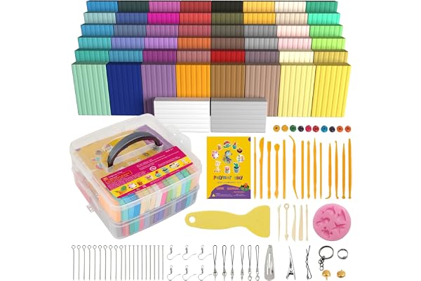 Aestd-ST Polymer Clay 50 Colors, Oven Bake Modeling Clay for Kids | DIY Starter Kit, 20 Sculpting Tools & Accessory, Easy to