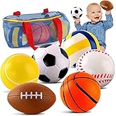 Balls Toys Gift for Toddlers 3 4 5 Years Old,6 Small Sports Foam Balls for Baby with Soccer Ball,Basketball,Football,Baseball,Tennis Ball and Volleyball,Mini Soft Balls for Kids Boys Girl