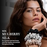 SLIP Pure Silk Scrunchies 3 Pack Assorted Black Mulberry Slipsilk Gentle Hair view 4