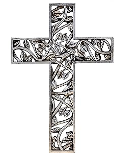 Old River Outdoors Tree of Life Wall Cross - Silver Branches and Leaves Decorative Spiritual Art Sculpture