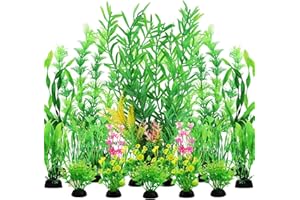 QUOZUO Fish Tank Plants, 20pcs Aquarium Decor Green Plants Artificial Aquarium Decorations Plant, Fish Tank Accessories for Household and Office Aquarium Simulation, Small to Large