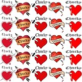 25 PCS Bride Of Chucky Tattoo Heart, Tiffany Costume Bride Of Chucky Temporary Tattoos For Women Girls, Fake Chucky Heart Tattoo Stickers, Halloween Accessory Zombie Chucky Makeup Kit