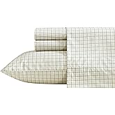 Nautica - Queen Size Sheets Set, Crisp & Tailored Coastal Bedding with a Smooth Cotton Percale, Bed Sheets with Matching Pillowcases & Fitted Sheet (Calm Seas Gingham Green)