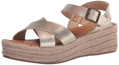 Amazon Essentials Women's Flatform Espadrille Sandal, Gold, 9.5