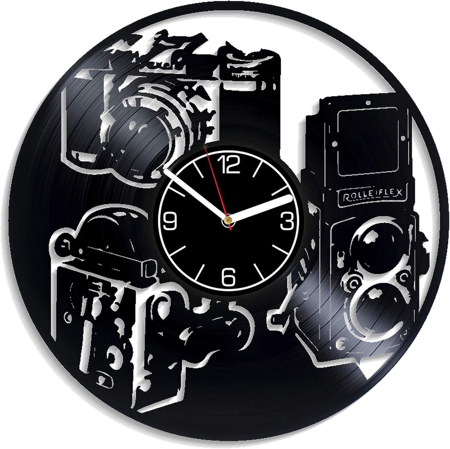 Kovides Camera Home Decoration Wall Clock Photographer Clock Vintage Cameras Wall Clock Large