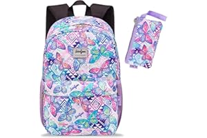 LSSAGOON Butterfly Print Backpack for Girls Teens Women.16in Bookbag W/Stationery Bag.Casual Baypack for Travel School Gift.