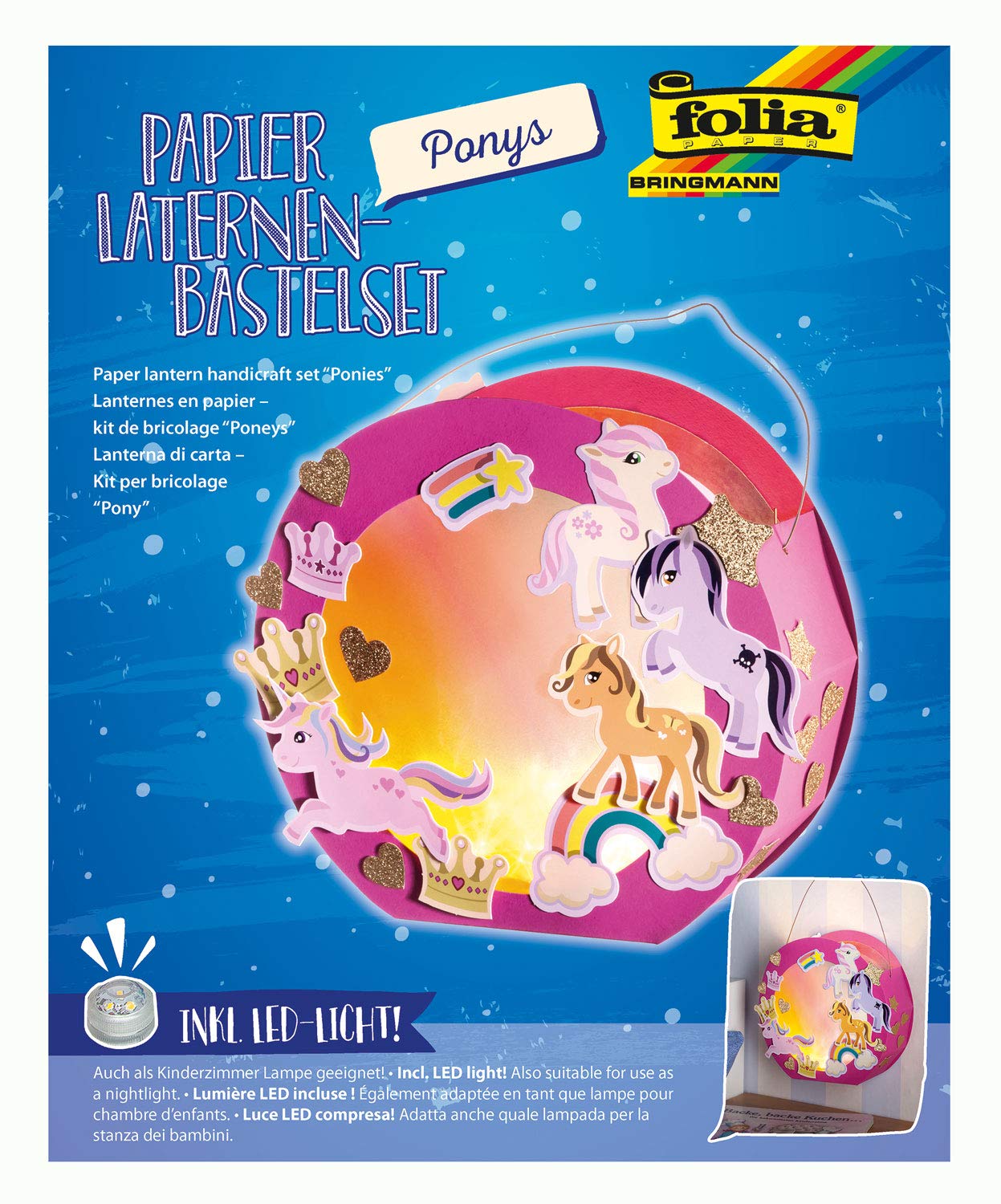 folia 68106 Lanterns Craft Set Ponies Including Lantern Stick and LED Light
