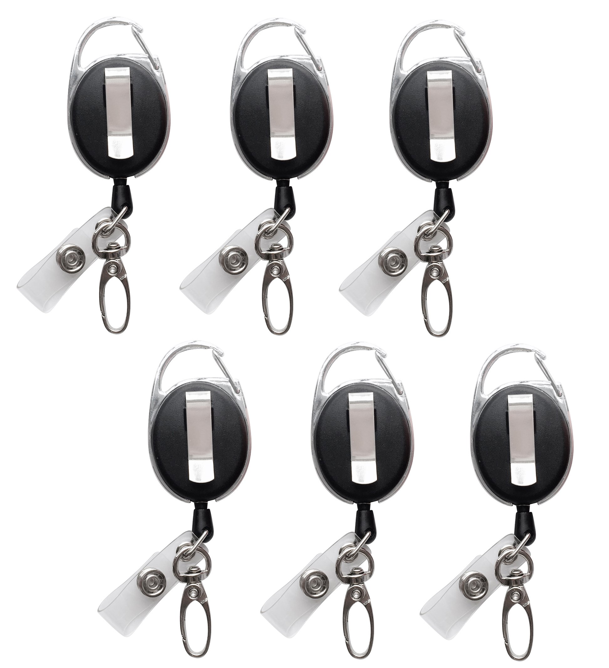 Retractable Badge Reel with Claw Clasp and Clip for Id Card Holders (6Pack)