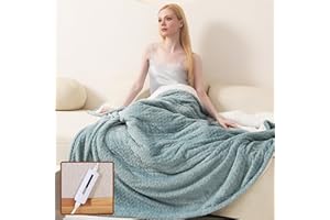 JTE Flannel Heated Blanket Throw, Luxury Fast Sherpa Electric Blanket, ETL Certification Heating Blanket with 5 Heating Levels & 10 Hours Auto Off Machine Washable