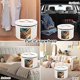 Les-Theresa White Felt Hat Storage Box 15.7"x9.8" Round Foldable Hat Carrier view 5