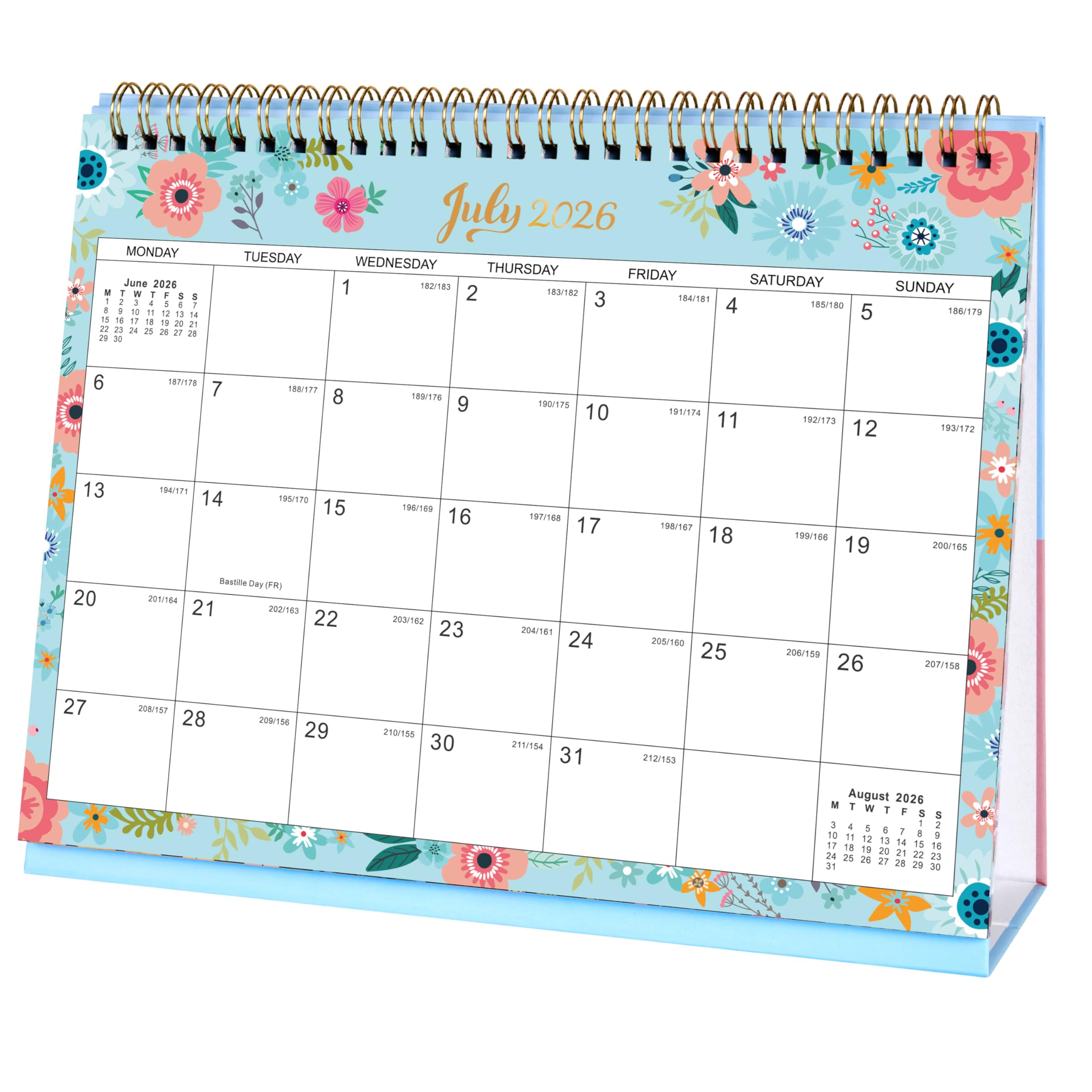 2026-2027 Desk Calendar - Standing Flip 2026-2027 Desktop Calendar with Thick Paper, July 2026 - December 2027, 25.5 x 20.5 x 8 cm, Twin-Wire Binding, Large Unruled Blocks