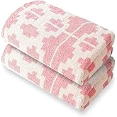 Lyntrique Pink Bath Towels - Set of 2 Made Cotton 27x55 Inches Highly Absorbent for Bathroom (Geometra)