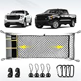AUTOWN Truck Bed Cargo Net for GMC Sierra &amp; Chevy Silverado 2013-2025 | 5mm bungee, integrated storage bag, bungee balls, heavy-duty carabiners. 18" x 50" envelope cargo net for truck beds