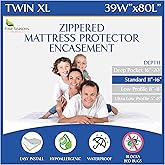 Twin Extra Long (XL) Mattress Protector Zippered Bed Bug Waterproof Encasement Hypoallergenic Premium Quality Cover Protects Against Dust Allergies White