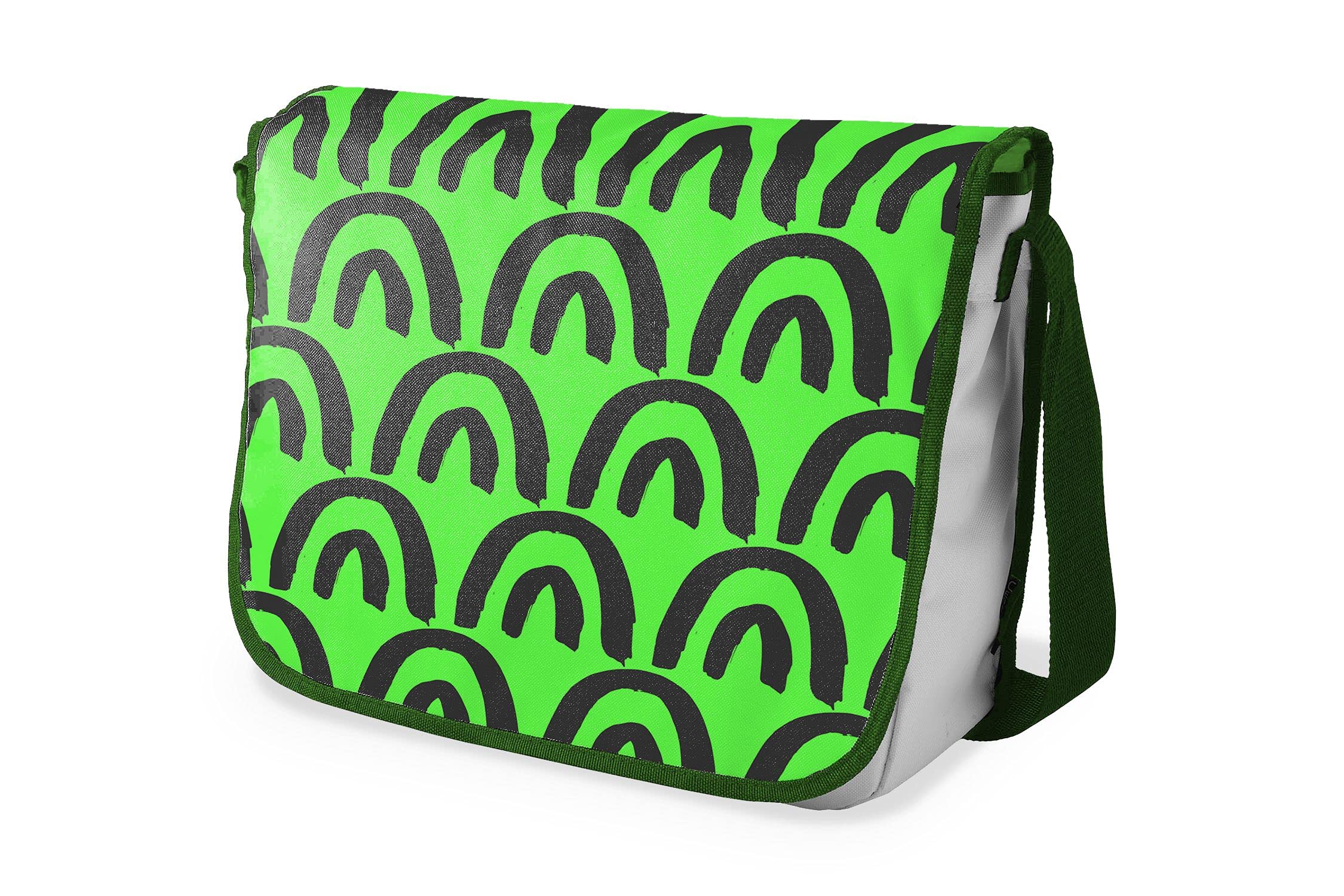 Bonamaison Digitally Printed Messenger School Bag with Khaki Strap for Students, Cross Body Bag, Courier Bag, Shoulder Bag for School, Back to School, Size: 29x36 Cm