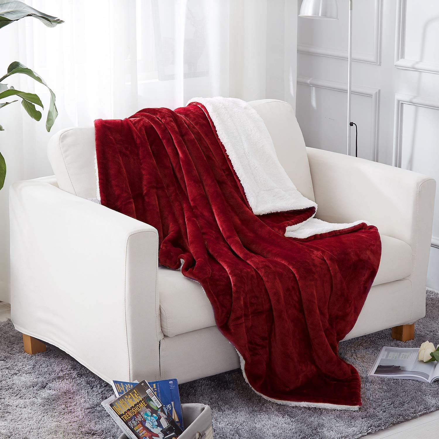 JML Throw Blanket, Sherpa Throw Blanket for Couch, Plush