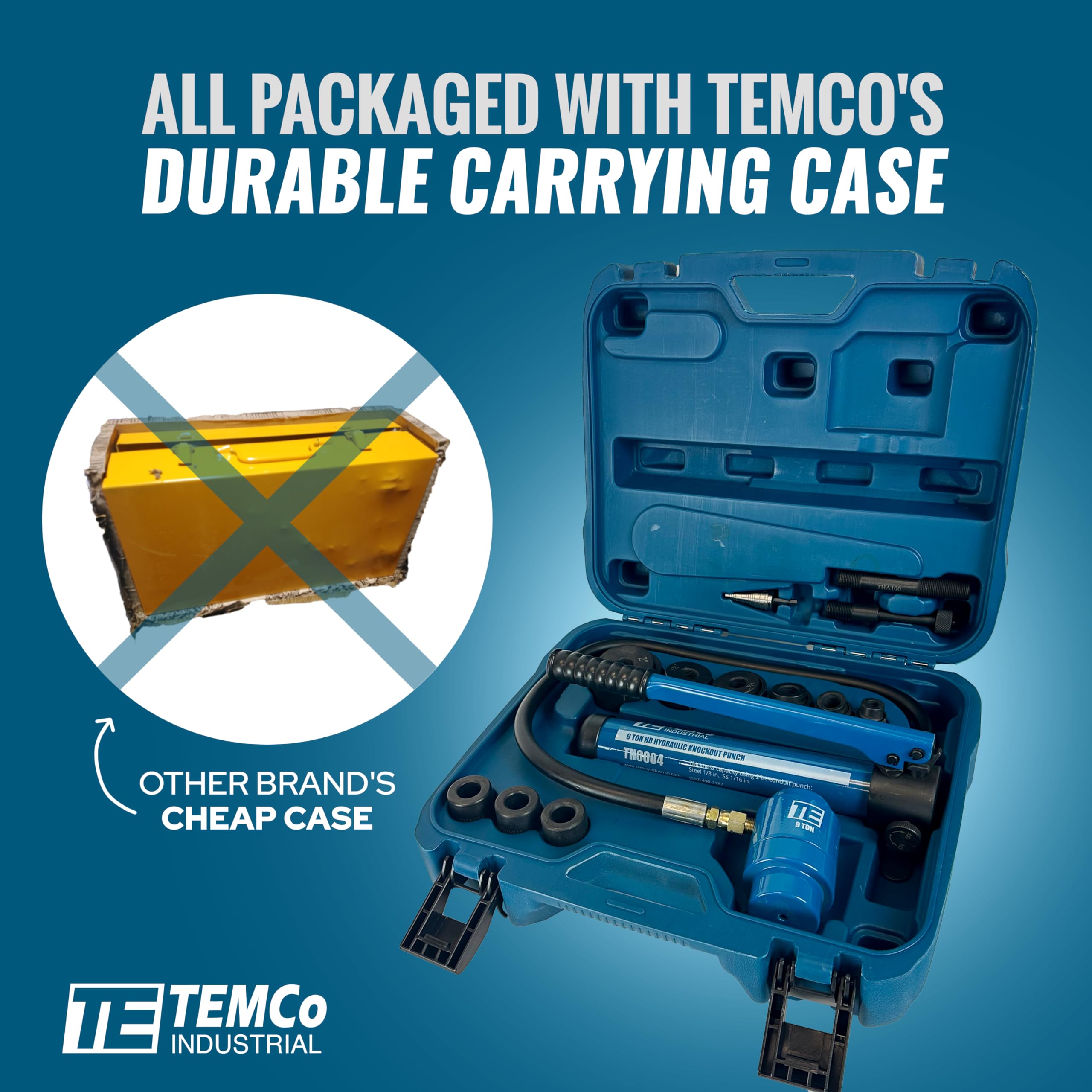 TEMCo Hydraulic Knockout Punch TH0004 Electrical Conduit Hole Cutter