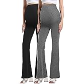 V VOCNI Women's Maternity Flare Leggings Over The Belly Bootcut Bell Bottom Pregnancy Leggings Lounge Yoga Pants