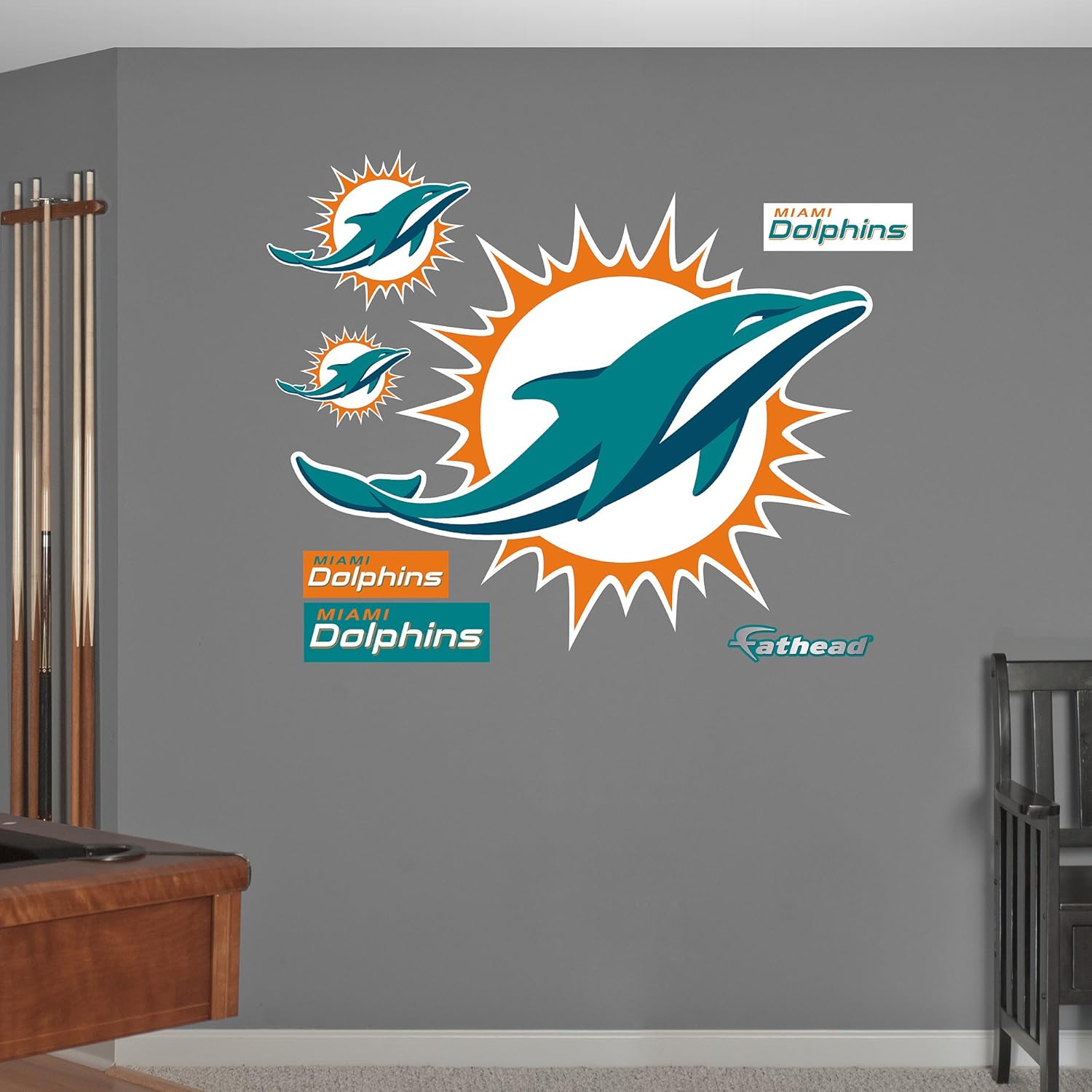 NFL Miami Dolphins Logo Wall Graphics Sports Fan Wall