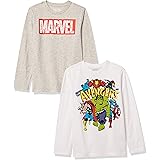 Amazon Essentials Boys' Disney Star Wars Marvel 2-Pack Long-Sleeve T-Shirt Tops