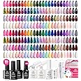 Beetles Gel Nail Polish Set, 119 PCS 100 Colors Gel Polish Kit Base Glossy Matte Glitter Top Coat Gel Polish Pastel Glitter Pearl Cat Eye White Red Pink Nude Green Blue Summer Nails Gift for Women