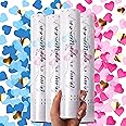 PrimePure Gender Reveal Confetti Cannon - Heart Shaped Confetti Poppers - Pink & Blue 4 Pack - Baby Girl or Boy Gender Reveal Party Poppers Party Cannon