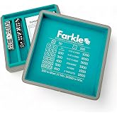 Luck Lab Farkle Dice Tray and Storage Case - Grey and Turquoise | Farkle Classic Family Game set with embedded scoring combinations, 12 pearl dice, 40-sheet score pad and pen holder.