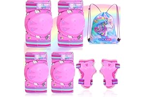 4-PEJIIJAR Kids Knee Pads and Elbow Pads Set for Unicorn Skating Rollerblading Cycling - Protective Gear with Wrist Guards for Boys Girls Ages 3-6-8-12