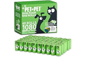 Pet N Pet Dog Poop Bags - USDA Certified 41% Plant-Based Doggy Poop Bags - Leak-Proof Sac Caca Chien Refill Rolls (1080 Count