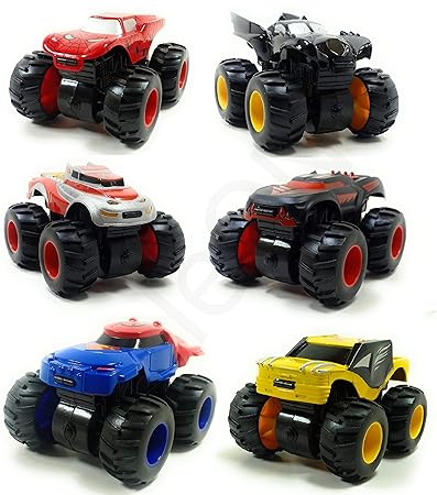 SaleOn 4wd Unbreakable Mini Monster Trucks Friction Powered Cars for Kids Tractor Look Rubber Tires (Set of 6)-1059