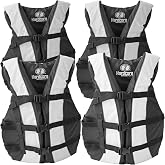 Hardcore Life Jacket 4 Pack Paddle Vest for Adults; Coast Guard Approved Type III PFD Life Vest Flotation Device; Jet ski, Wakeboard, Kayak; Ideal Extra Pontoon Boat Life Jacket