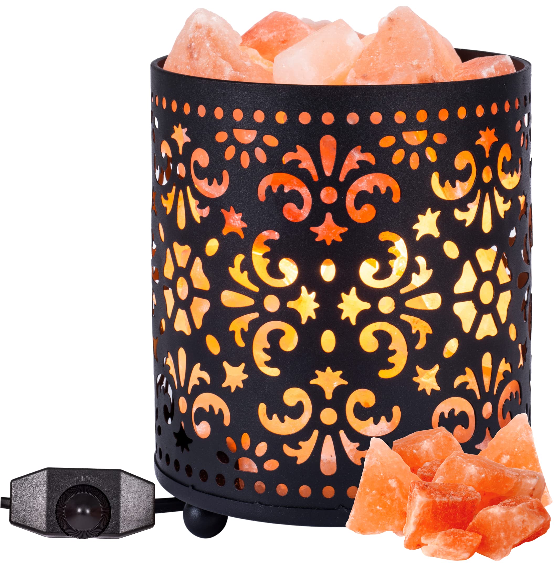 Giggi Himalayan Salt Lamp with Dimmer Switch | Metal Basket Pink Salt Lamp Table Crystal Night Light for Home Decor