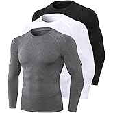 WRAGCFM Men's Compression Shirts Long Sleeve Quick Dry Athletic Running T-Shirt Workout Sports Gym Base Layer Tops
