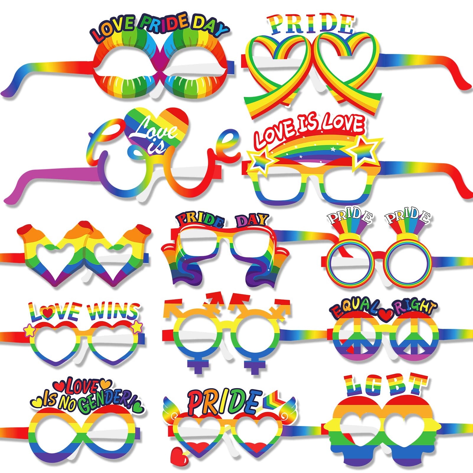 HOWAF Gay Pride Rainbow Paper Glasses, 26 Pack LGBT Gay Pride Glasses Rainbow Party Photo Booth Props Fancy Dress Costume Accessories for Women Man Gay Pride Celebrations Birthday Party Supplies