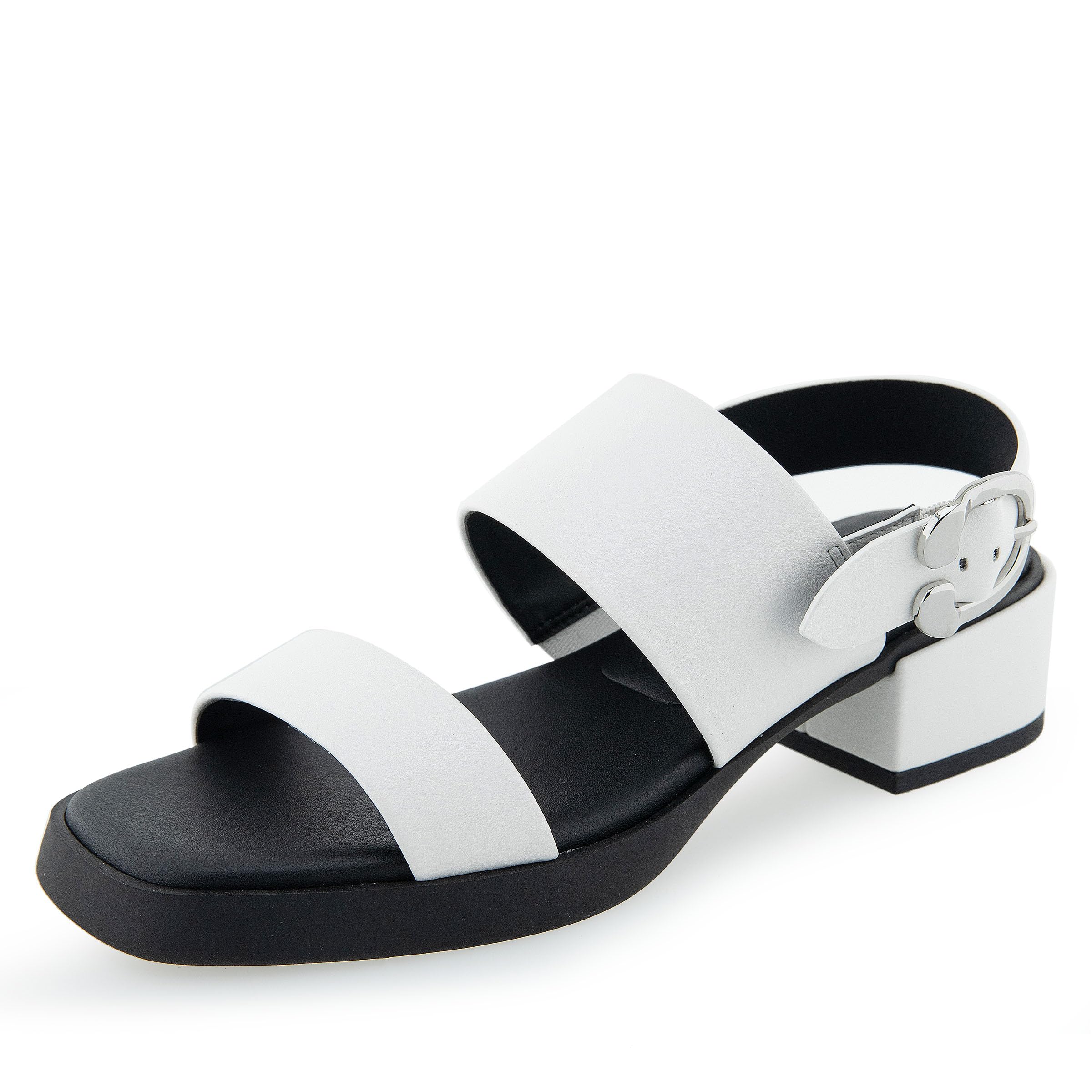 Aerosoles Women’s Dove Heeled Sandal, White PU, 6 Wide