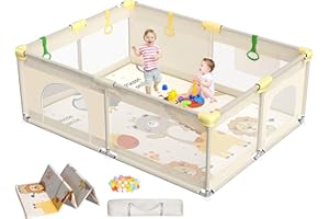 CoziBB Baby Playpen with Mat, 71" × 59" Extra Large Playpen for Toddler, Play Yard, Baby Fence Play & Sleep Area for Indoor & Outdoor