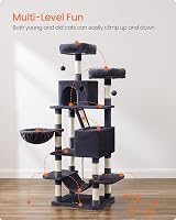 Feandrea Cat Tree 168 cm Large Tower with 13 Scratching Posts Smoky Grey view 3