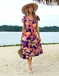 Zeagoo Summer Dress for Women Flutter Short Sleeve