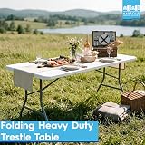 Harbour Housewares Rectangle Folding Trestle Tables 180cm White Pack of 2 view 2