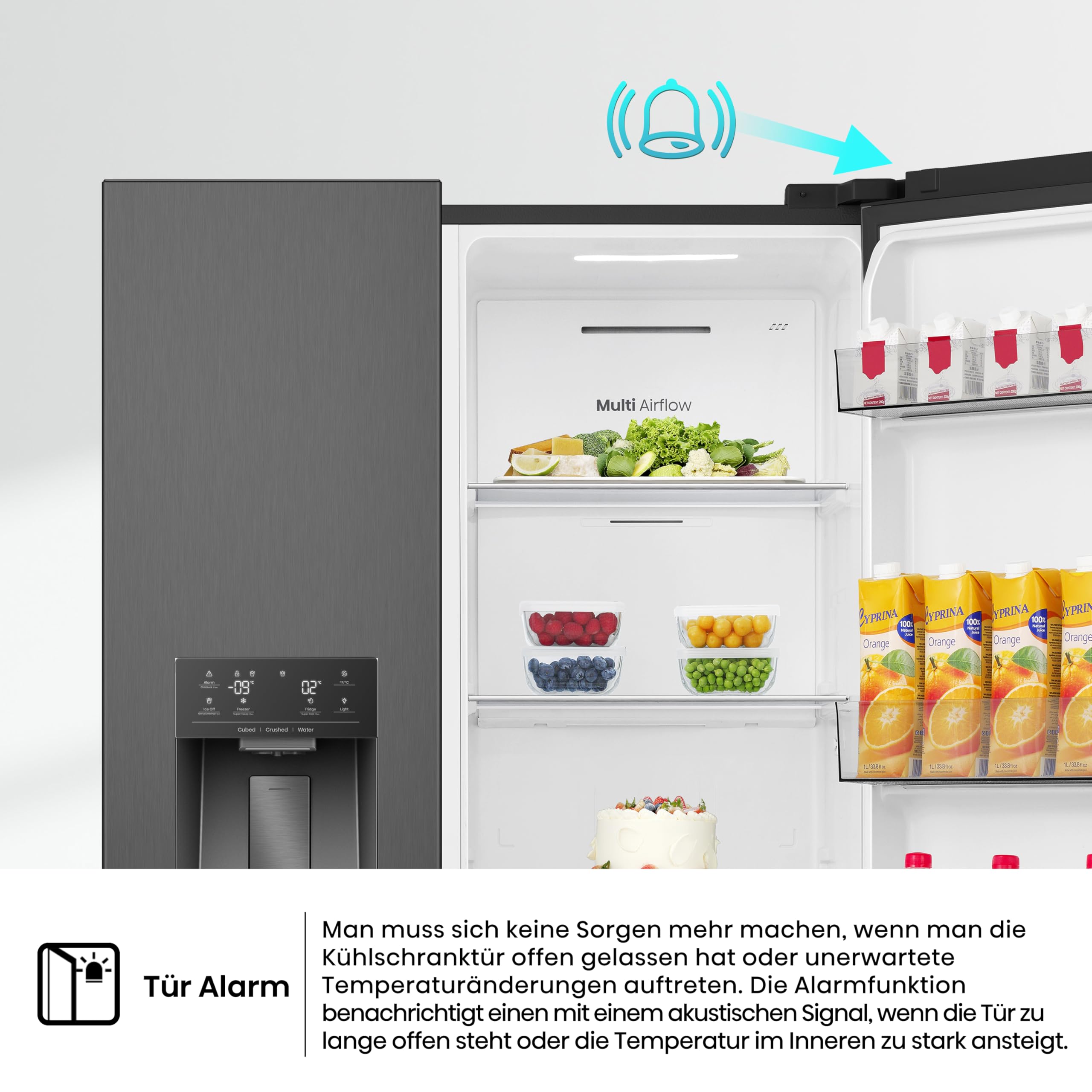 Hisense RS5P528STFE Kühl-Gefrierkombination/Freistehend/ 528L/ 40dB/ EEK: E/Eis&Wasserspender/Total No Frost/SuperCool/Big Box/Temperatur Sensor/XXL Türfach/BxHxT: 91,1×178,6×61,5cm/ Schwarz 6