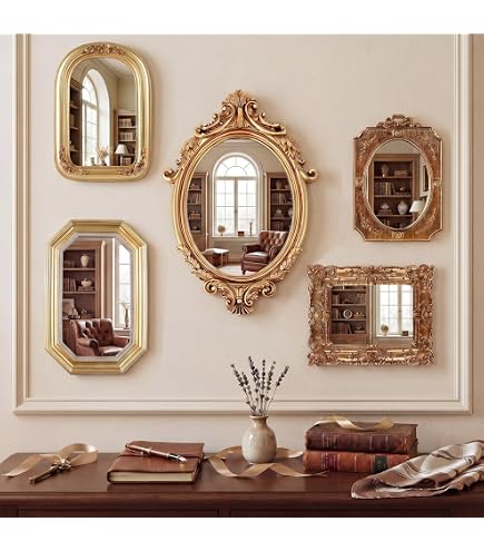 Amazon.com: BrightRow 5 Pcs Vintage Gold Mirror Luxury Set Small