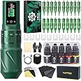 Tattoo Machine Kit Wireless Tattoo Gun Kit Complete Tattoo Kit with Tattoo Cartridge Needles&Tattoo Ink Tattoo Machine with 7 Adjustable Strokes Length Tattoo Pen with 1600mAh Power Supply