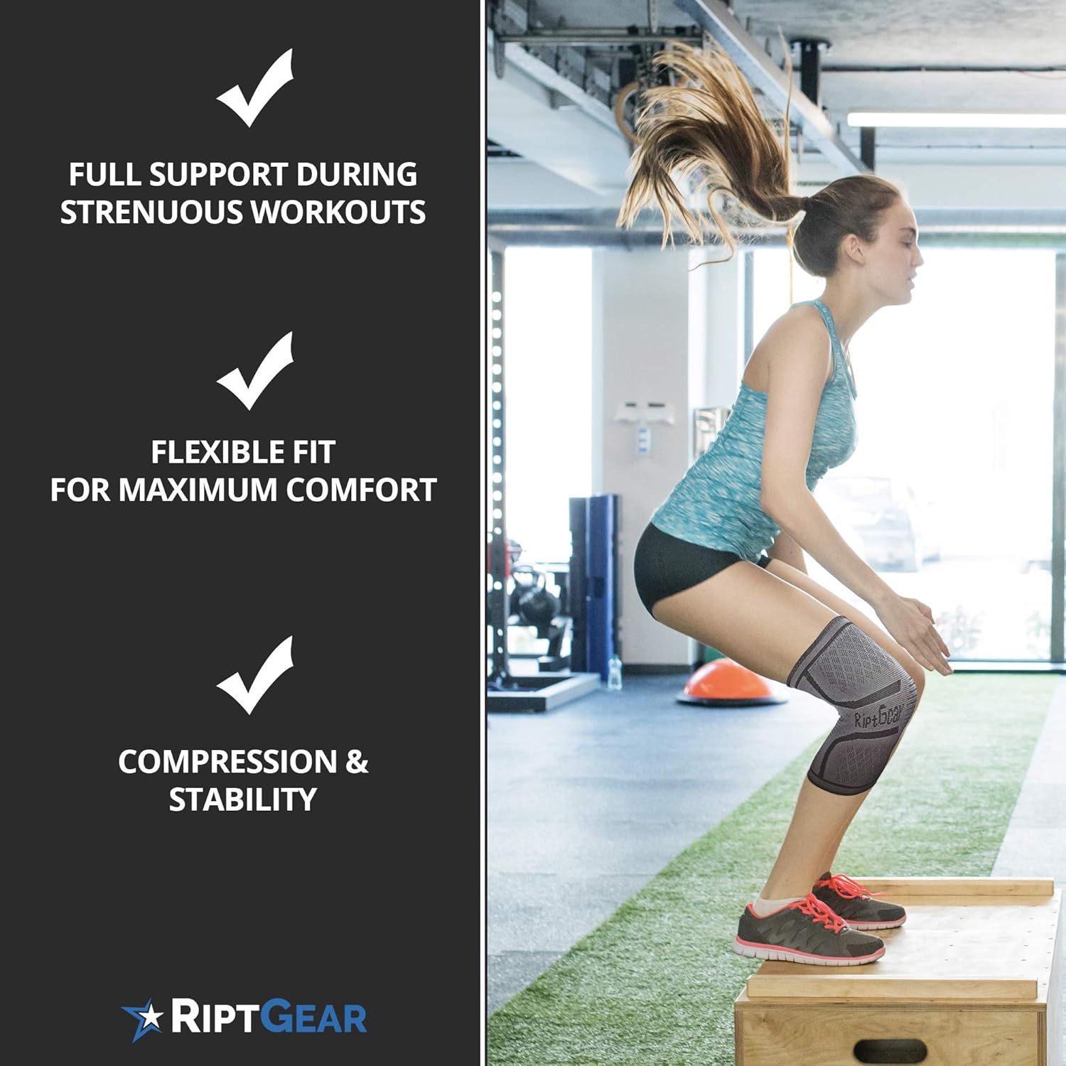 RiptGear Knee Compression Sleeve - Knee Brace for Working Out - Non-Slip Knee Support for Men and Women - Compression for Runners Knee, Arthritis, Running, Knee Pain: Sports & Outdoors