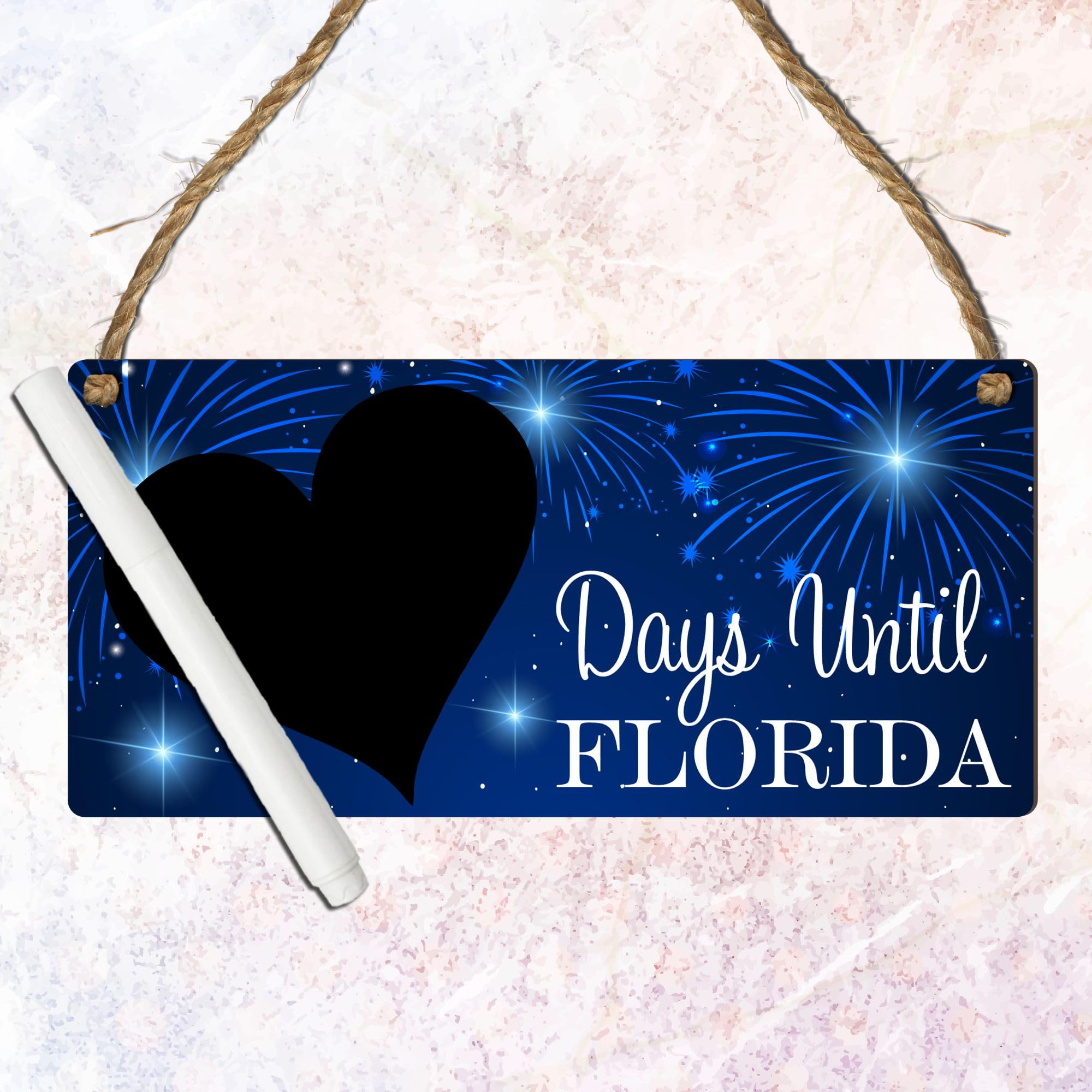 Days Until Florida: Material Options - Girls Children's Gift, Holiday Countdown Chalkboard Plaque - Modern Design, Family Vacation Countdown (Small: 19 cm (H) × 9 cm (W))