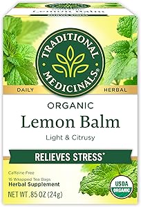 Traditional Medicinals Organic, Lemon Balm - Supports Stress Relief & Digestive Health - Kosher, Non-GMO, Caffeine-Free, Comp