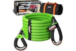 AUTMATCH Kinetic Recovery Tow Rope 1" x 20FT - Heavy Duty Offroad Snatch Strap 48000Lbs, 35% Elasticity Energy Recovery Tow R