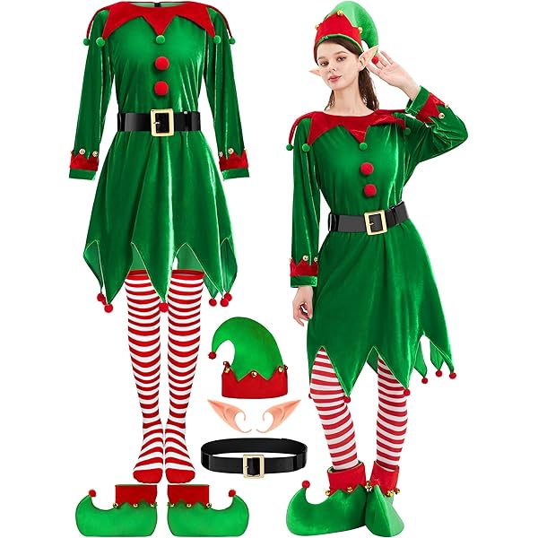 Disfraz De Elfo De Navidad Para Niño – Conjunto De 5 Piezas Con Top, Pantalón, Cinturón, Botas Y Gorro, Regalo Para Fiestas Y Actividades Escolares