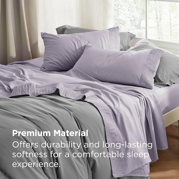 BEDSURE KING SIZE SHEETS SET – 4 PIECES SOFT KING SHEETS – BREATHABLE & COOLING – HOTEL LUXURY – EASY CARE POLYESTER MICROFIBER BEDDING FOR KIDS, WOMEN, MEN, LAVENDER